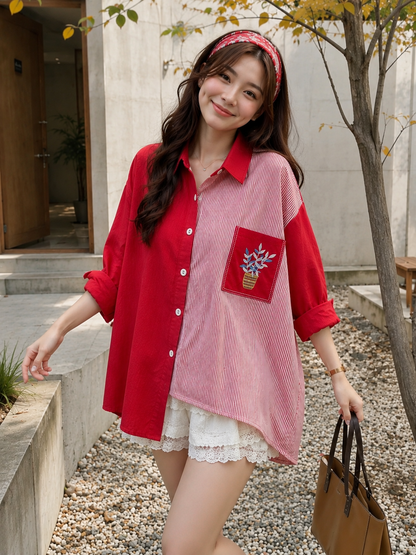 Vaza Pocket Cotton Longsleeve - Red