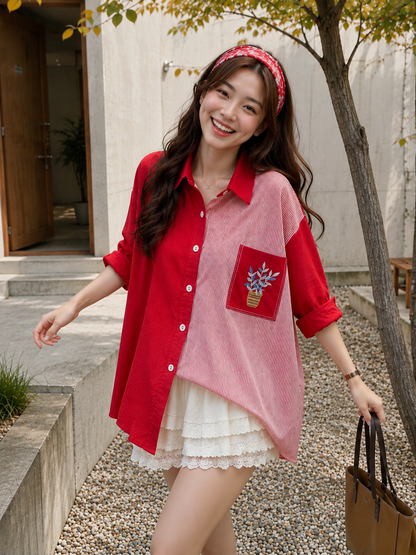 Vaza Pocket Cotton Longsleeve - Red