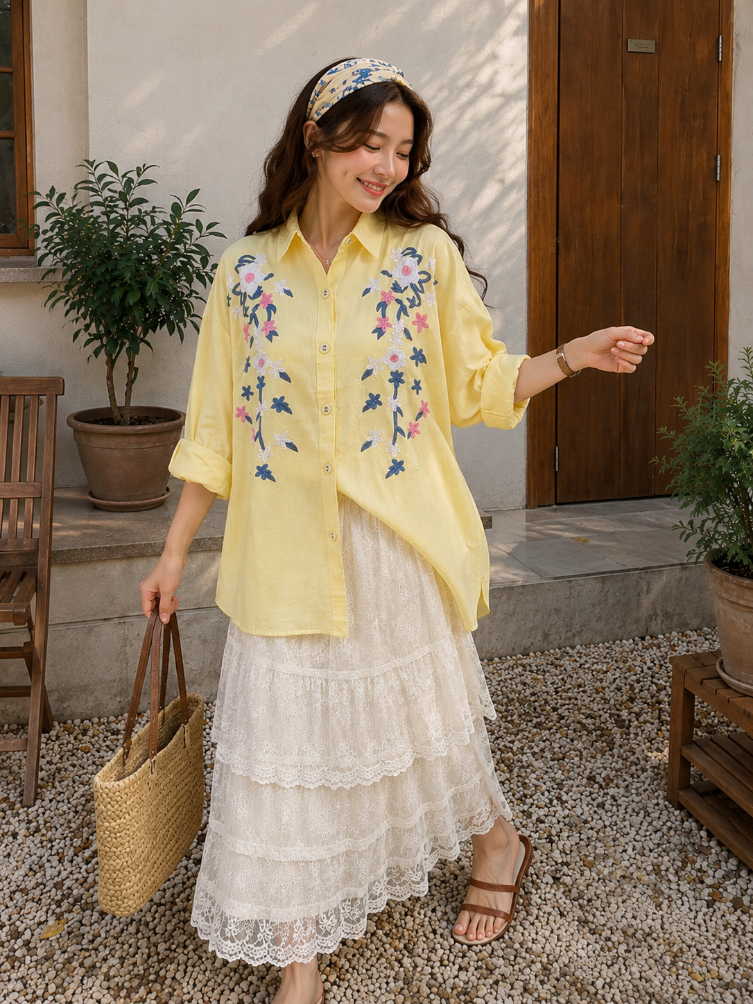 Brita Flower Cotton Longsleeve - Yellow