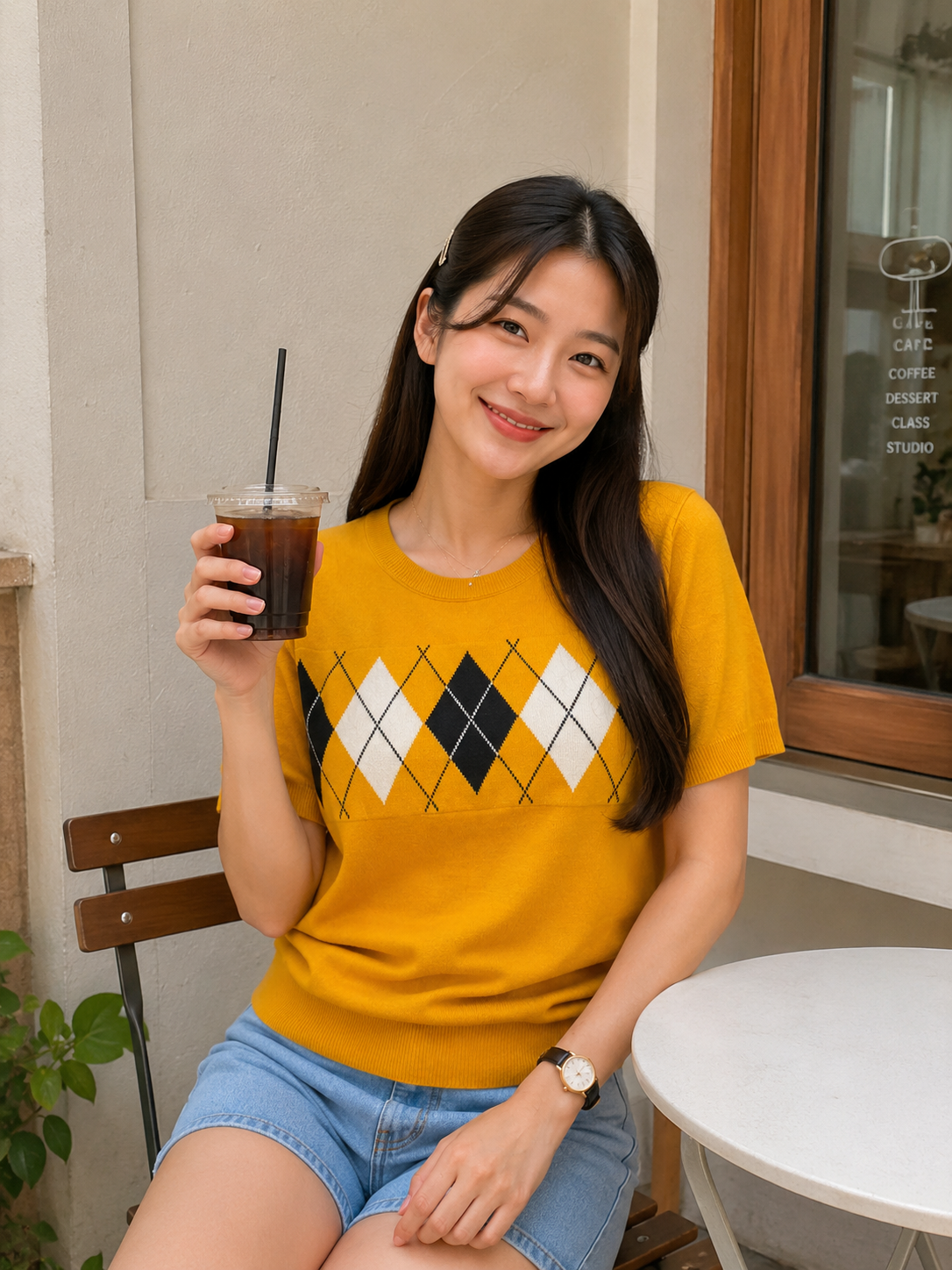 Pentagon Knit Top - Yellow