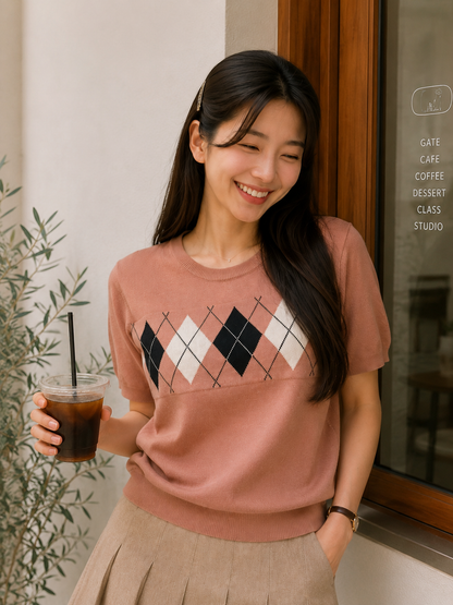 Pentagon Knit Top - Khaki