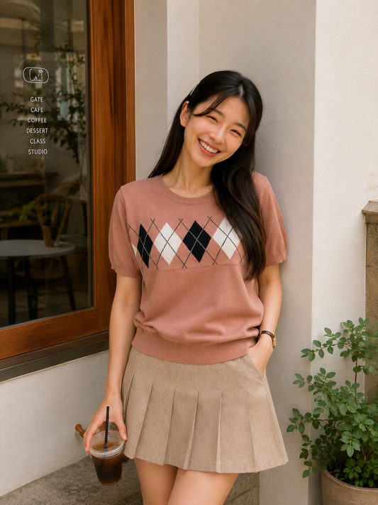 Pentagon Knit Top - Khaki