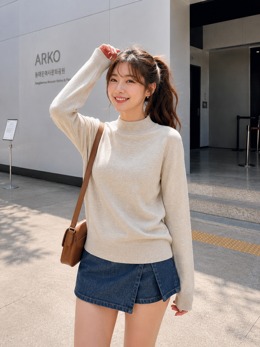 Tena Round Knit Longsleeve - Oat