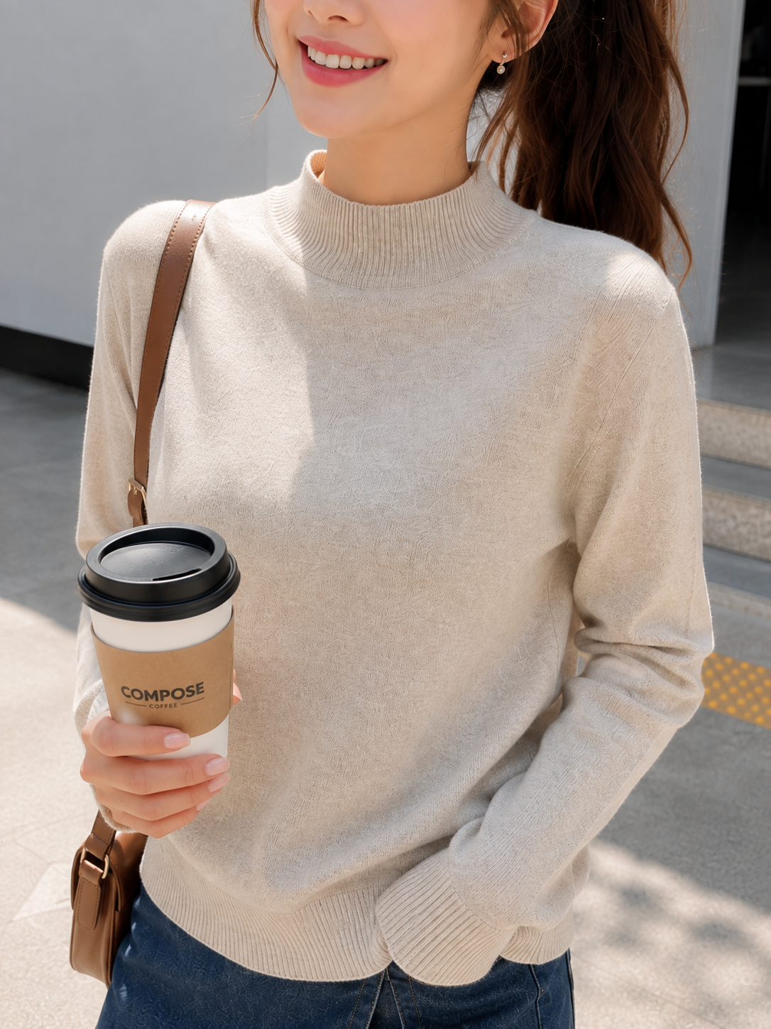 Tena Round Knit Longsleeve - Oat