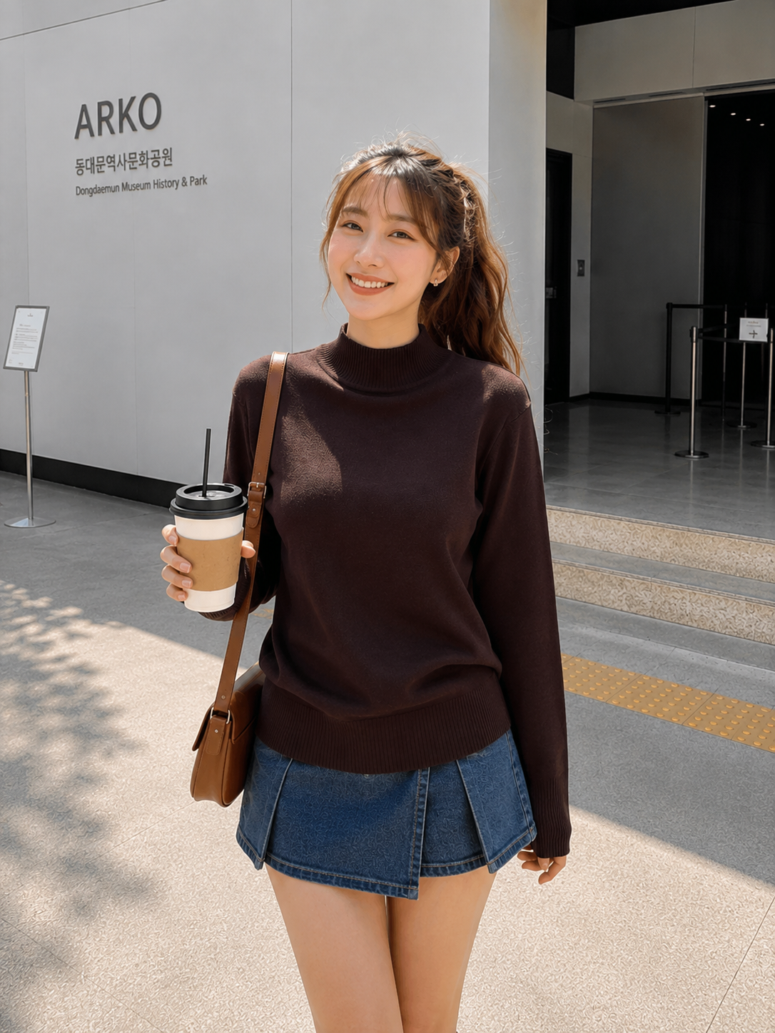 Tena Round Knit Longsleeve - Coffe