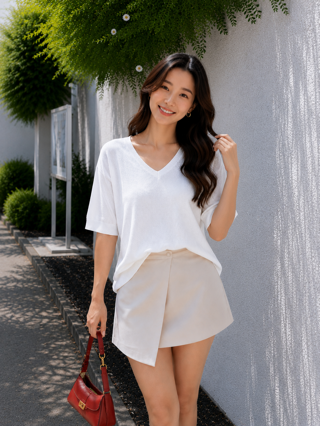 Soma Basic Vneck Knit Top - White