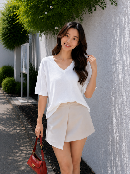 Soma Basic Vneck Knit Top - White