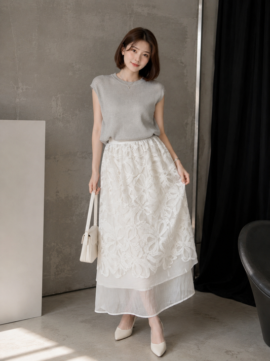 Vera Lace Skirt - White