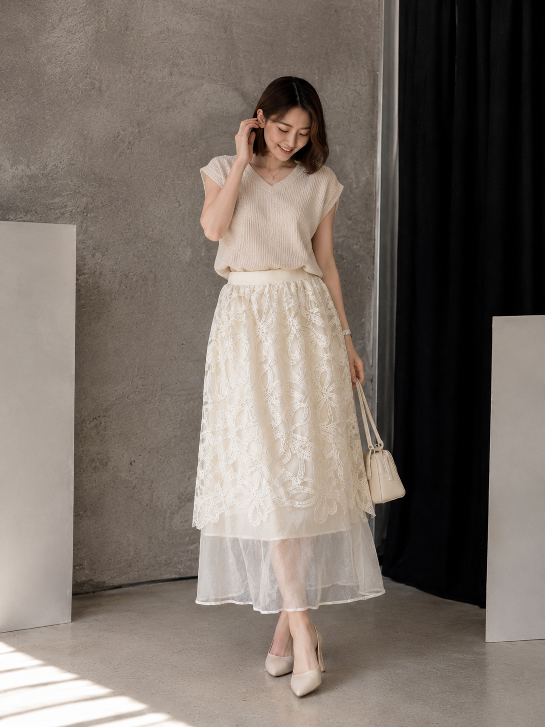 Vera Lace Skirt - Cream