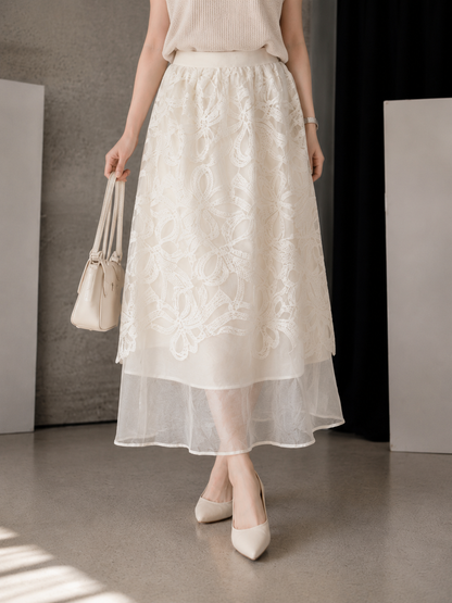 Vera Lace Skirt - Cream