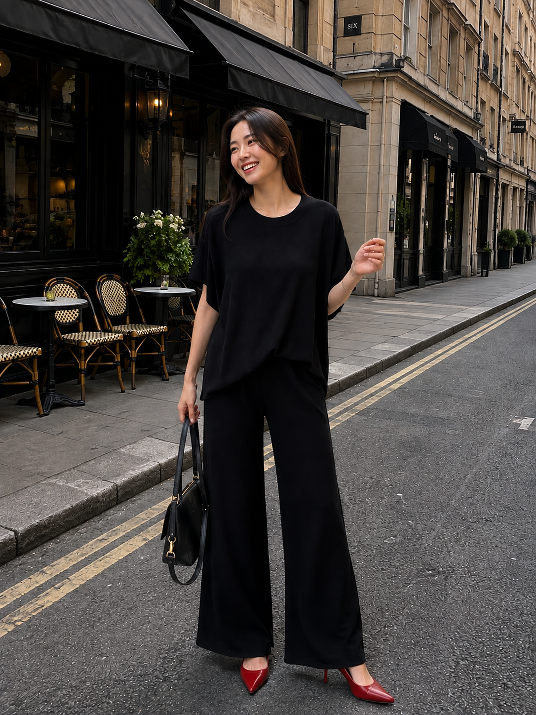 Joel Batwing Knit Set - Black