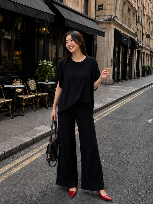 Joel Batwing Knit Set - Black