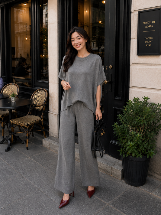 Joel Batwing Knit Set - Grey