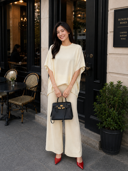 Joel Batwing Knit Set - Broken White
