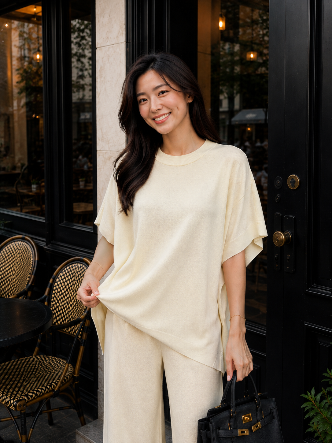 Joel Batwing Knit Set - Broken White