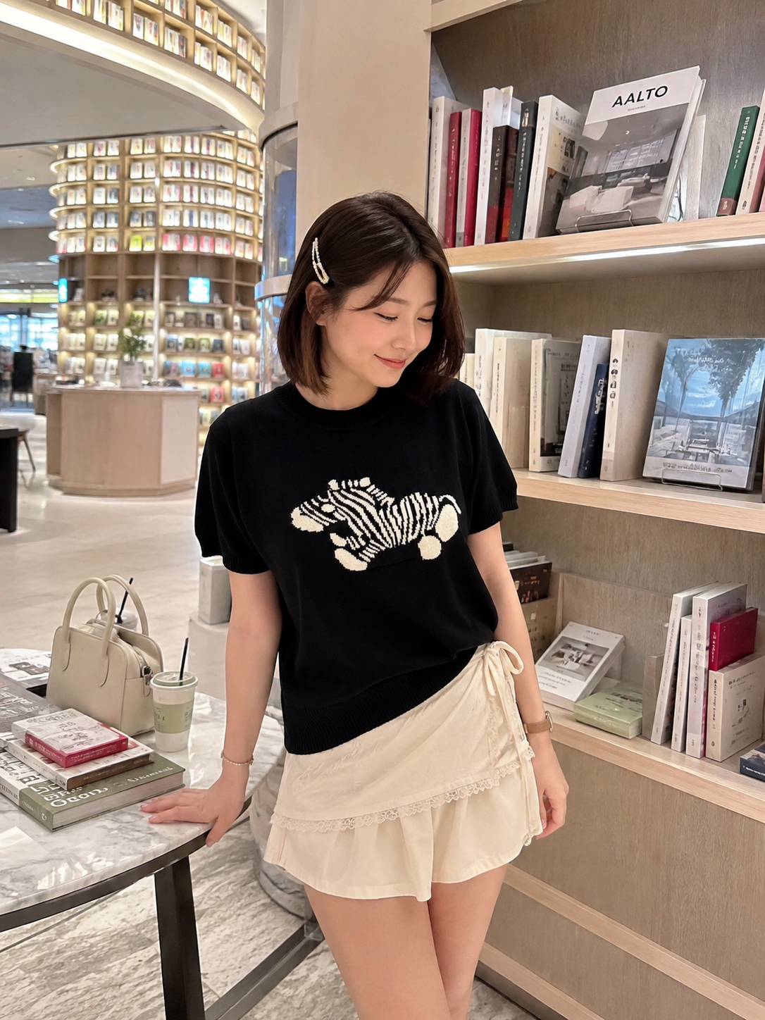 Zebra Knit Top - Black