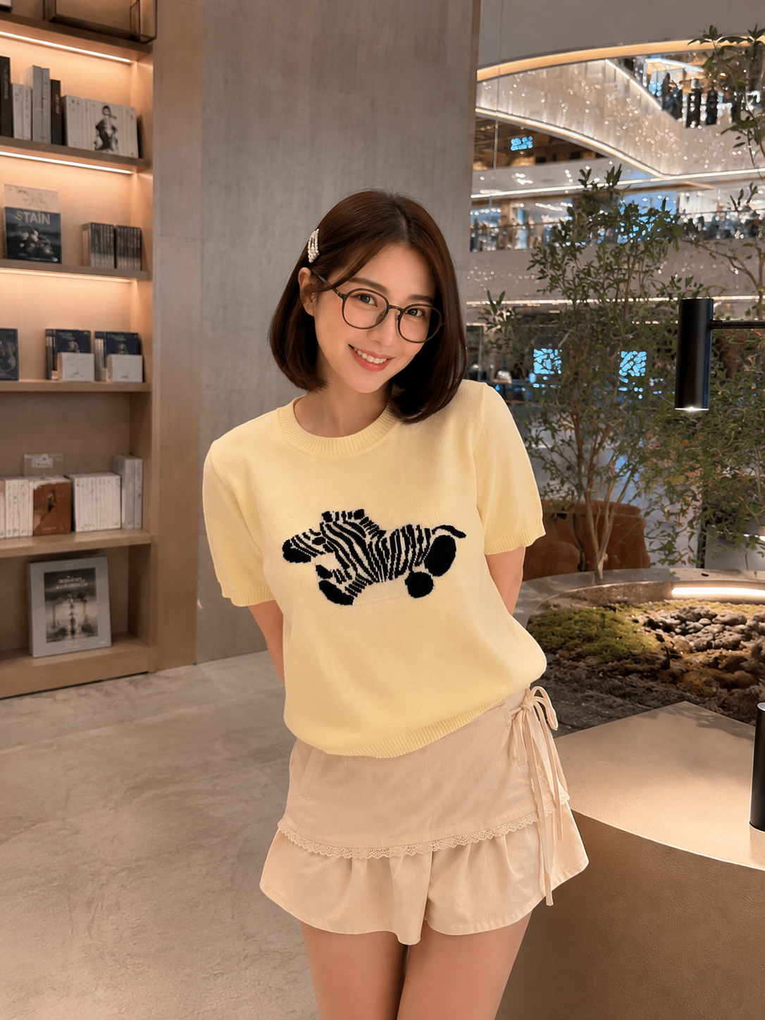 Zebra Knit Top - Cream