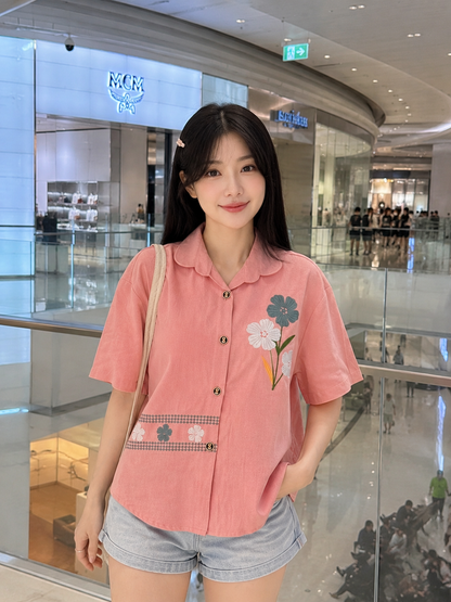 Makita Flower Cotton Shirt - Pink