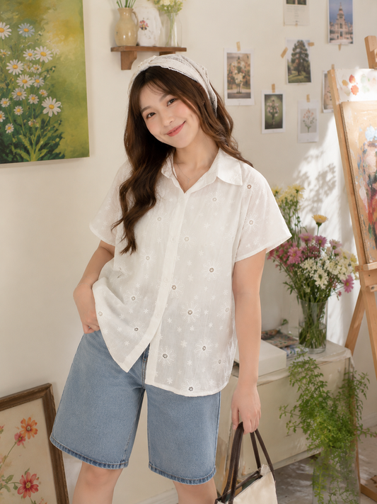 Date Lace Shirt - Broken White