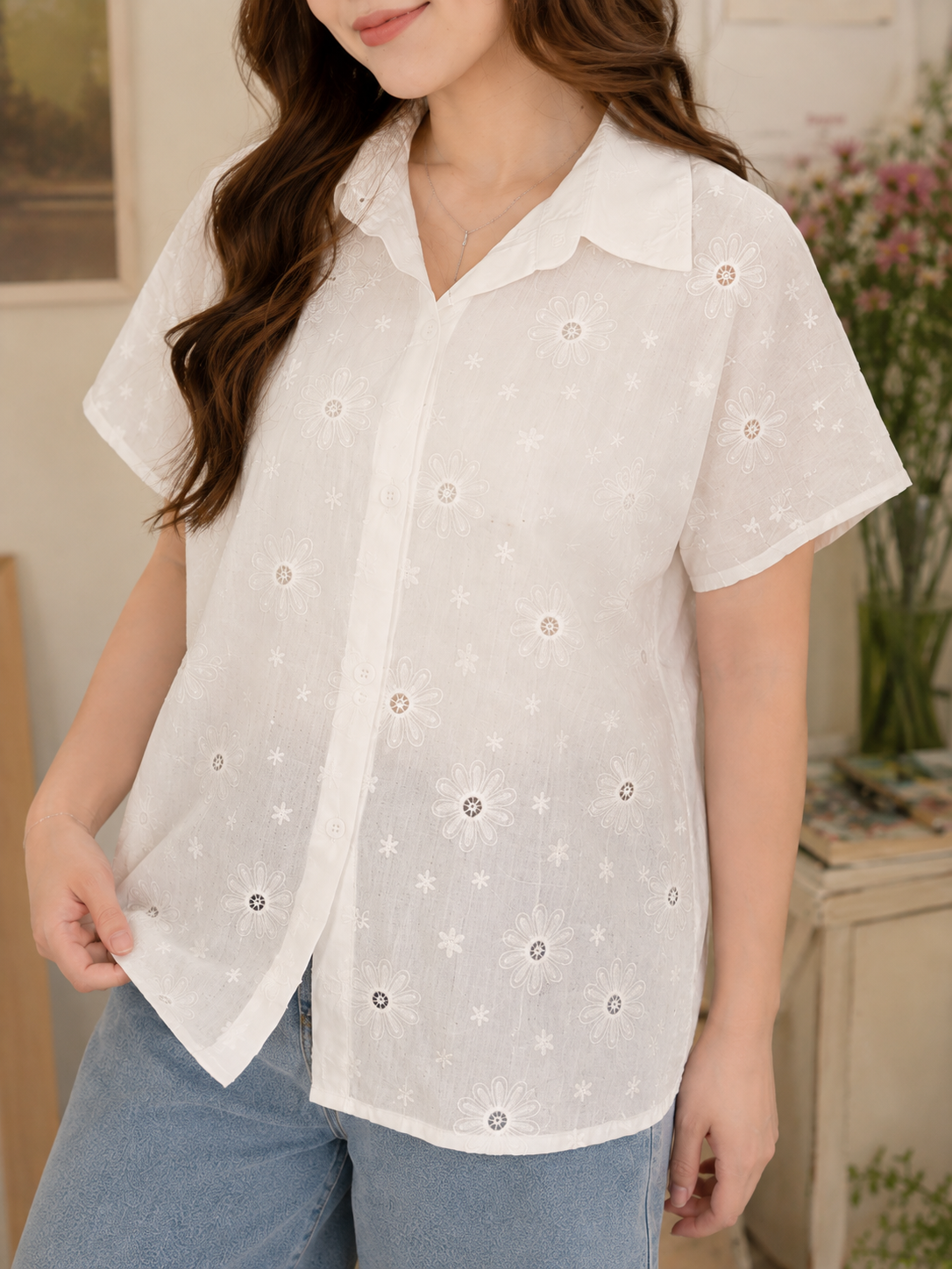 Date Lace Shirt - Broken White