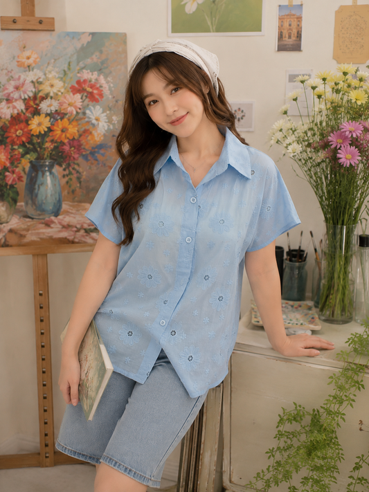 Date Lace Shirt - Blue