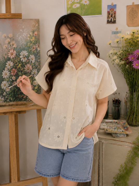 Date lace Shirt - Cream
