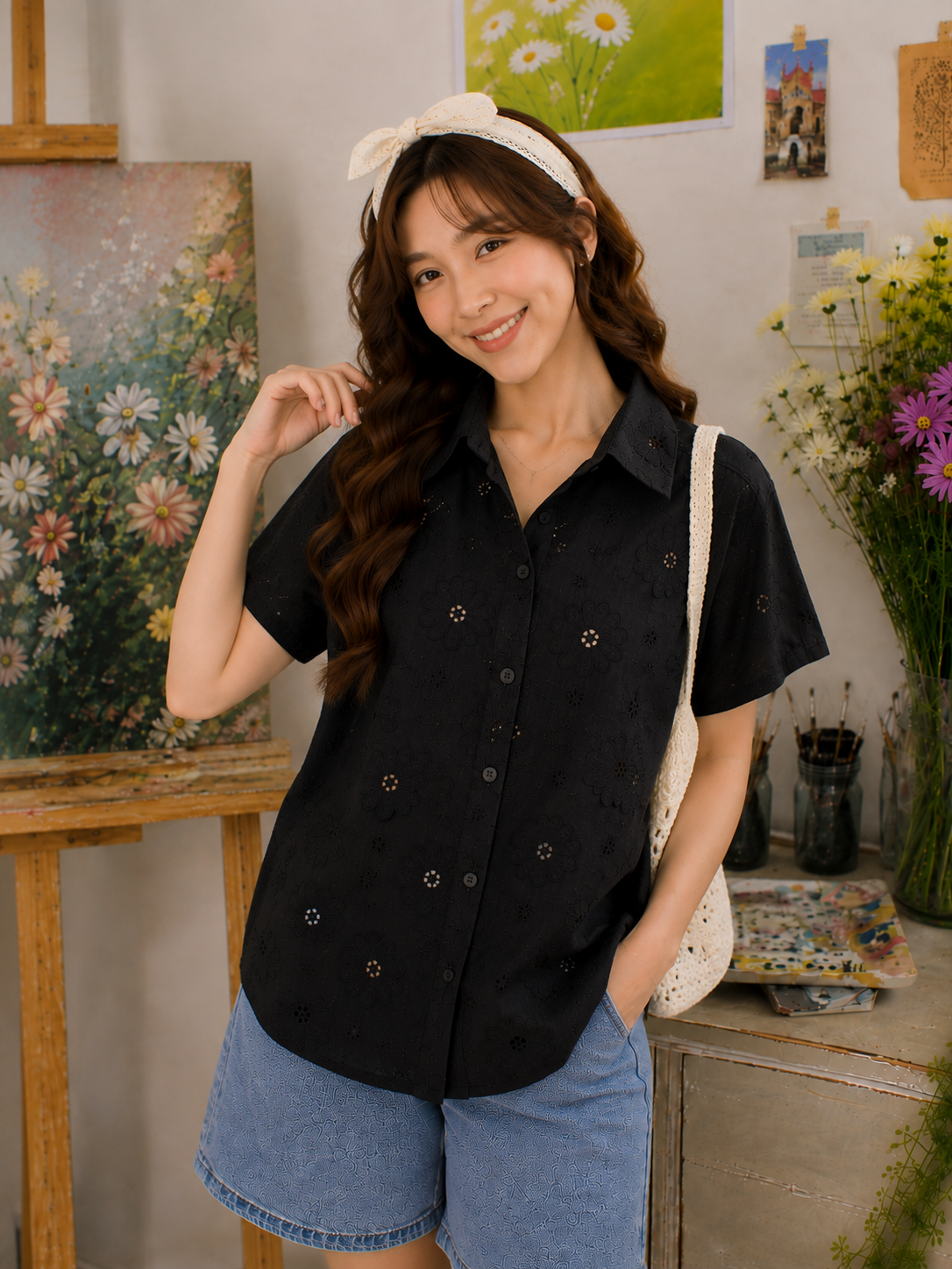 Date Lace Shirt - Black