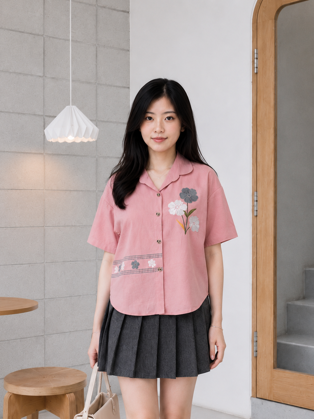 Makita Flower Cotton Shirt - Pink
