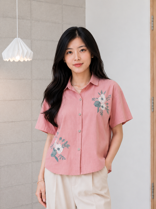 Mima Button Cotton Shirt - Pink