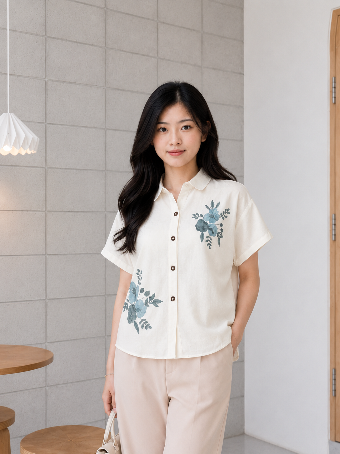 Mima Button Cotton Shirt - White