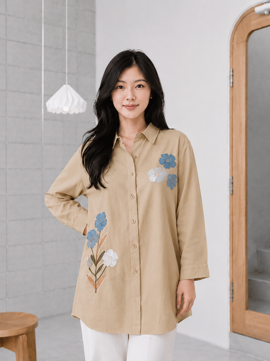 Jamie Double Button Shirt - Khaki