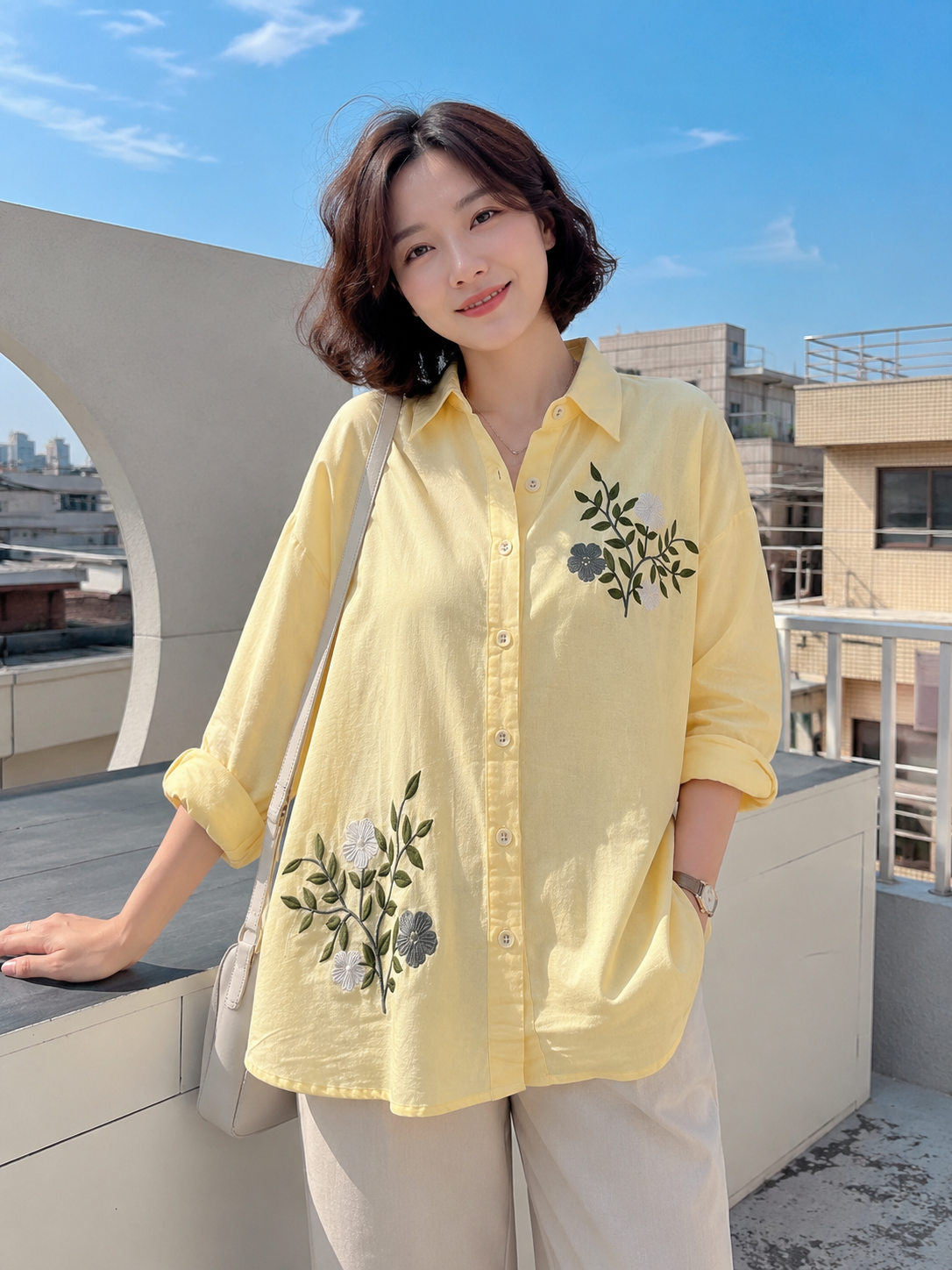 Mondes Flower Cotton Longsleeve - Yellow