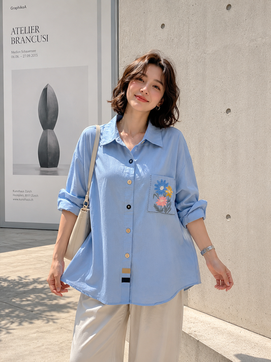 Yoel Pocket Cotton Longsleeve - Blue