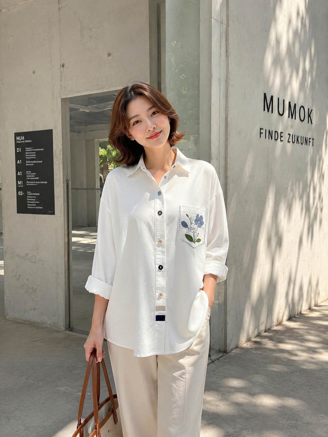 Porta Pocket Cotton Longsleeve - White