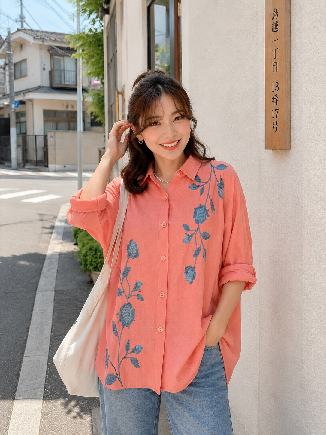 Vinda Button Cotton Longsleeve - Pink