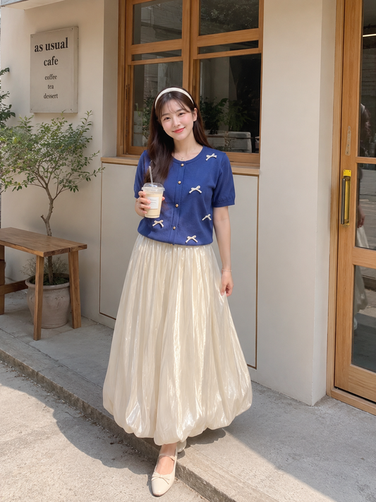 Nolan Midi Baloon Skirt - Broken White