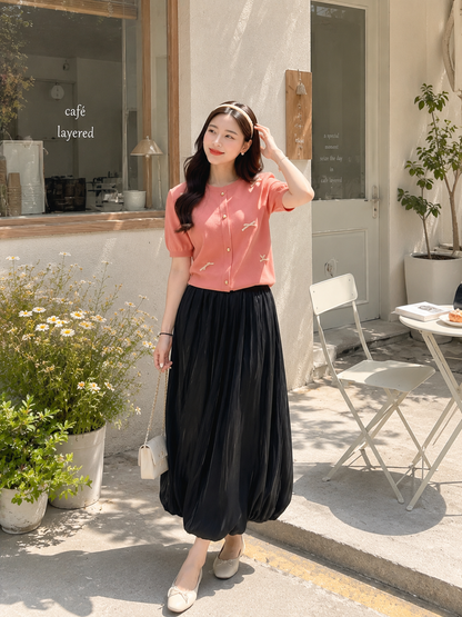 Nolan Midi Baloon Skirt - Black