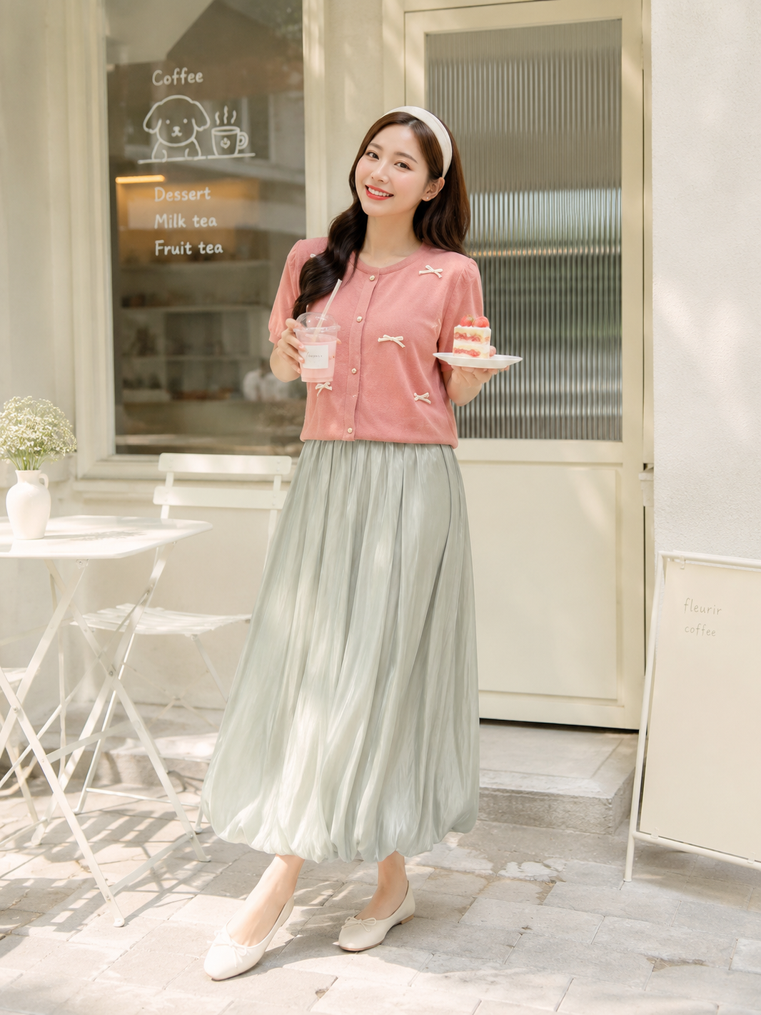 Nolan Baloon Midi Skirt - Sage Green