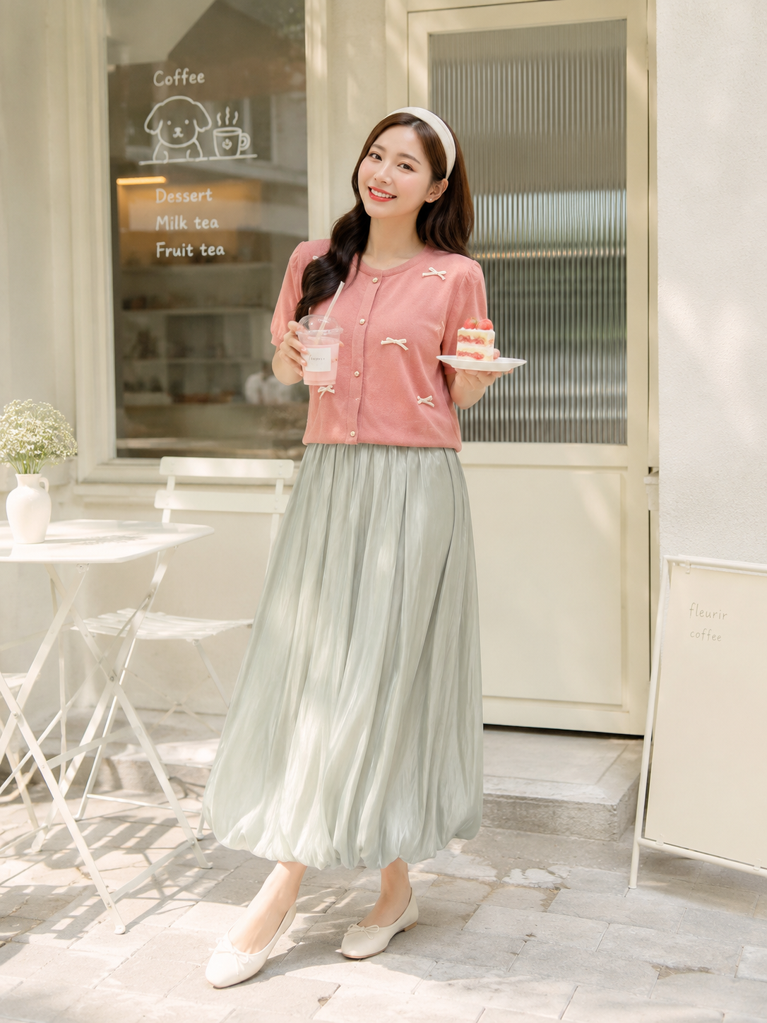 Nolan Baloon Midi Skirt - Sage Green