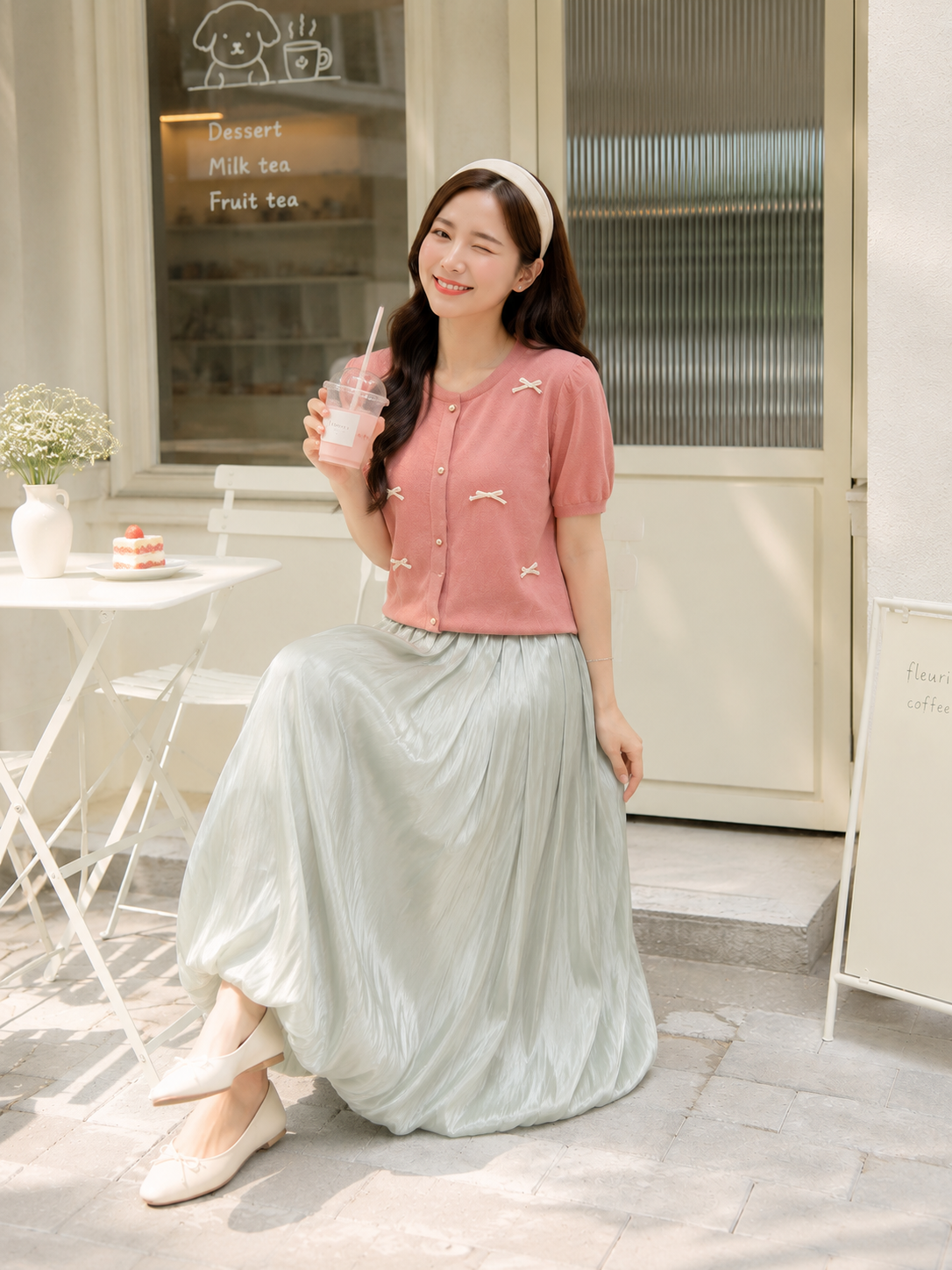 Nolan Baloon Midi Skirt - Sage Green