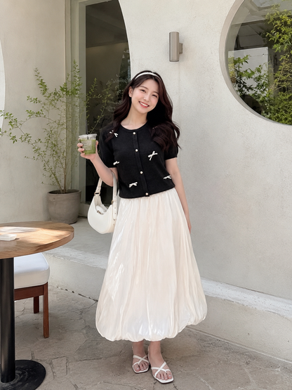 Nolan Baloon Midi Skirt - White