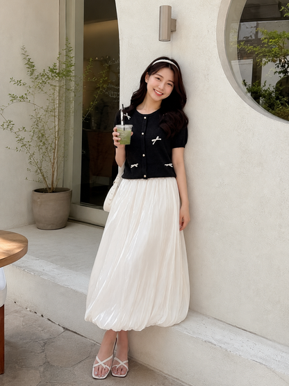 Nolan Baloon Midi Skirt - White