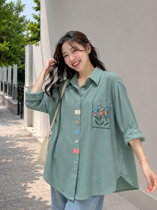 Colourful List Cotton Longsleeve - Mint