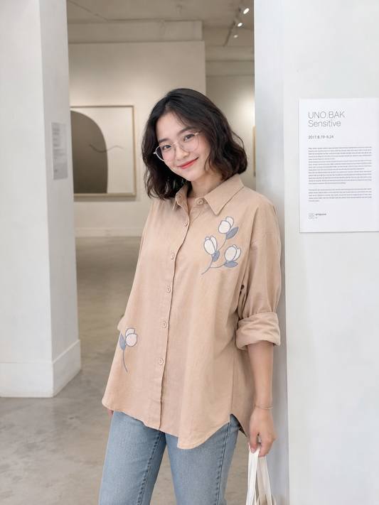 Sona Button Cotton Longsleeve - Oat