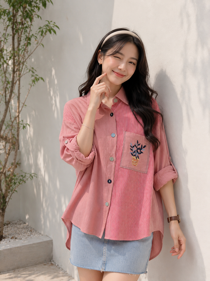 Vaza Pocket Cotton Longsleeve - Pink