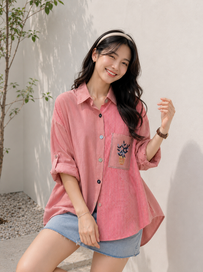 Vaza Pocket Cotton Longsleeve - Pink