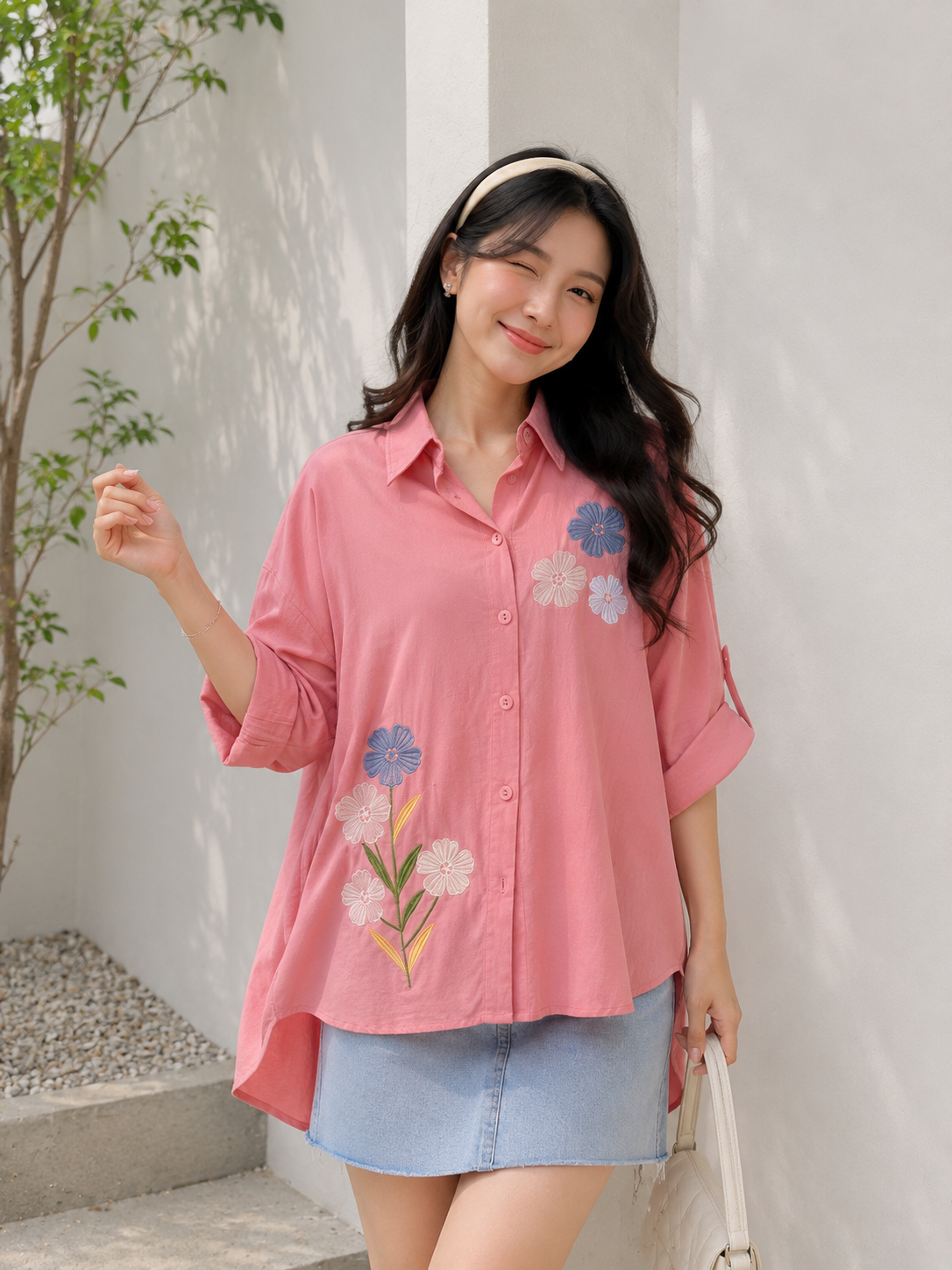 Jamie Double Button Shirt - Pink