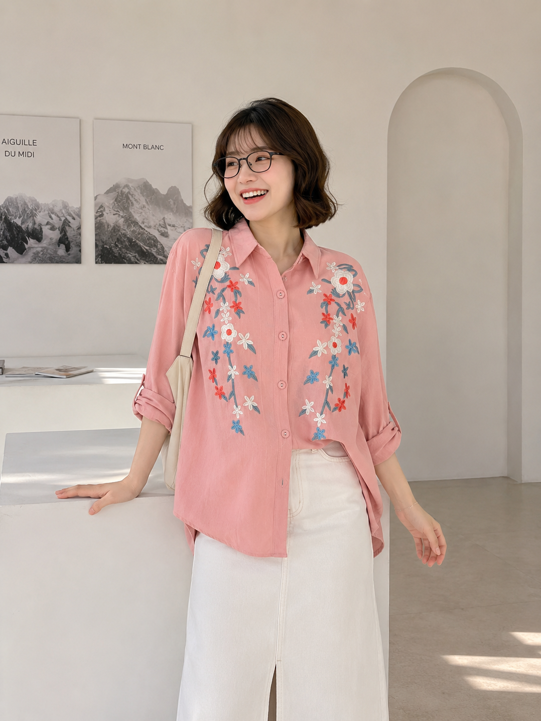 Brita Flower Cotton Longsleeve - Pink