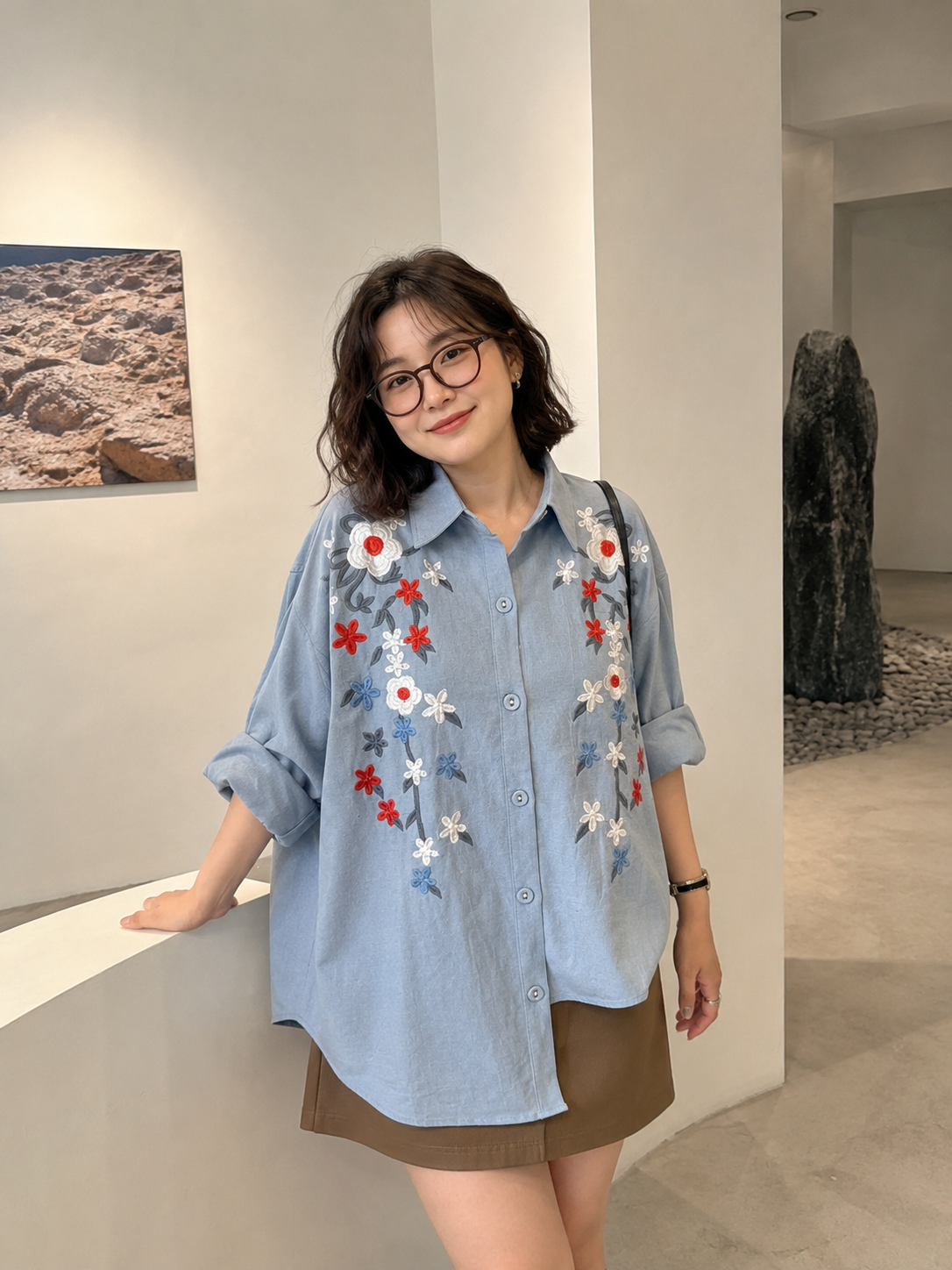Brita Flower Cotton Longsleeve - Blue