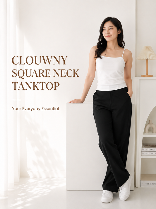 Basic Square Neck Tanktop - White